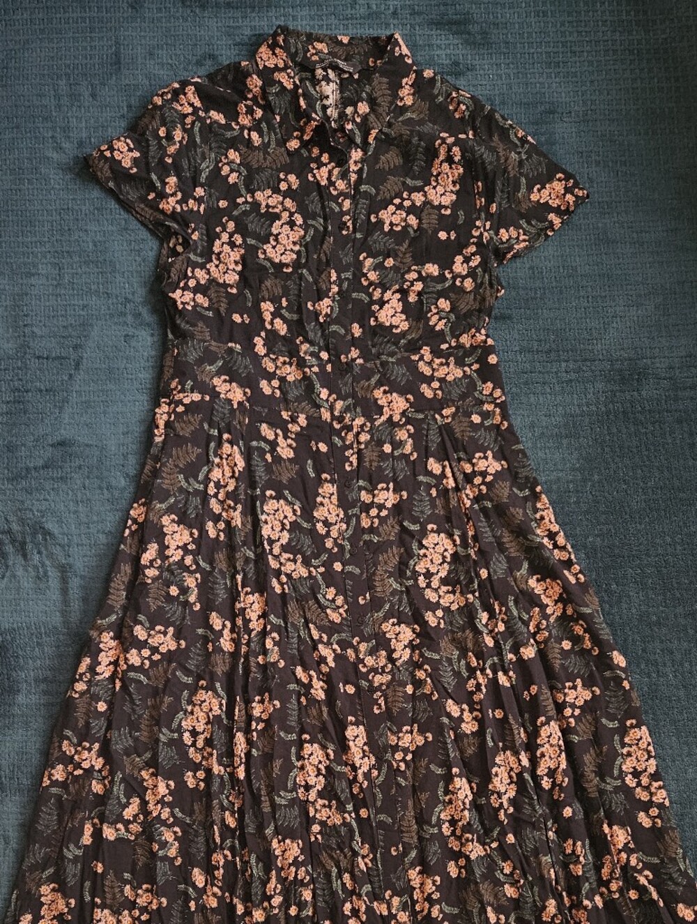 Zara Black Maxi Dress with Pink Floral Print